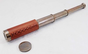 Télescope en cuir nickelé en laiton fait à la main avec boîte en bois marron télescope maritime Spyglass pour Hilling Camping article de cadeau - Product Image 5