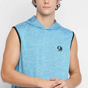 Sweat à capuche de gym sans manches en coton pour hommes/vêtements d'hiver jogging OEM échantillon gratuit sweats à capuche sans manches en coton pour hommes à vendre - Product Image 2