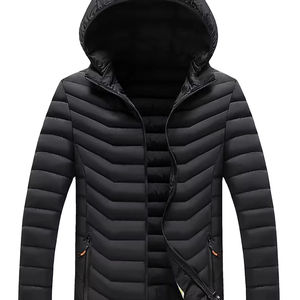 Veste matelassée d'hiver personnalisable avec col montant, respirante et à séchage rapide, en tissu polaire sherpa à capuche pour hommes et femmes - Product Image 1