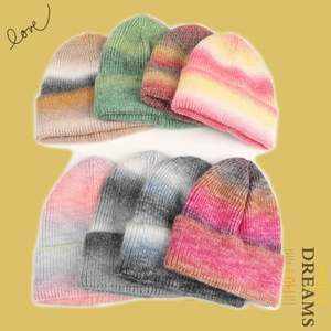 Winter New Tie-dye Gradient Knitted Hat Unisex Rainbow Warm Thickened Acrylic Beanies - Product Image 2