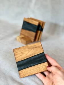 Posavasos de resina epoxi negra de madera de nogal cuadrado de último diseño, utensilios de cocina perfectos para Hotel, accesorio de mesa, decoración de comedor elegante - Product Image 2