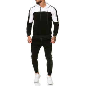 Chándal de gimnasio de 100% algodón transpirable ecológico estampado para hombre, traje de jogging con sudaderas con capucha y pantalones de rayas laterales - Product Image 6