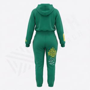 ชุดเซ็ตเสื้อครอปแขนยาวพิมพ์ลายสกรีนแฟชั่น ผ้าฝ้าย ชุดออกกำลังกาย เสื้อฮู้ด กางเกงขายาว ชุดวิ่ง ชุดกีฬา - Product Image 2