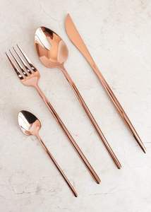 Ensemble de couverts en acier inoxydable plaqué or pour restaurant, mariage, vente en gros, vaisselle, cuillère, fourchette, couteau, noir mat, or - Product Image 5