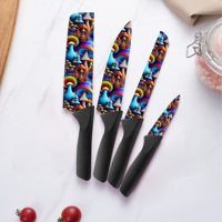 Set Pisau Dapur Keramik Premium Tahan Lama, Desain Ambidextrous, 5 Set, Pisau Koki Jepang untuk Memasak di Rumah