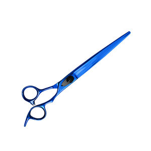 Ciseaux de toilettage pour animaux de compagnie en acier inoxydable enduit de couleur bleue avec vis réglable noire - Product Image 2