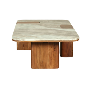 ไม้อะคาเซียแข็งและโตรอนโตหินอ่อนสีน้ำตาลโต๊ะกาแฟเฟอร์นิเจอร์ห้องนั่งเล่นแบบพกพาพร้อมคุณสมบัติการตกแต่งสำหรับใช้ในบ้าน - Product Image 4