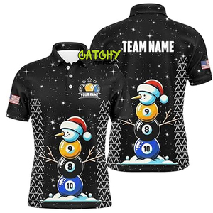 Oem Protection Billiard Pool Jersey Elástico Jugando Pool Camisas de billar para hombres Bolas de billar profesionales Polos impresos - Product Image 4