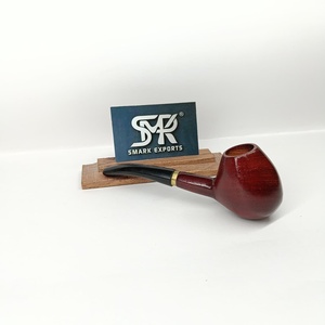 Pipa de fumar de madera hecha a mano con una boquilla roja lisa, un tallo curvo y resistente y un agarre equilibrado para un fumar cómodo del tabaco. - Product Image 5