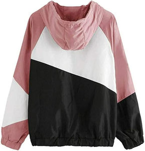 Vestes d'extérieur à impression réfléchissante Logo linéaire pour femme Veste coupe-vent en nylon et polyester à capuche - Product Image 2