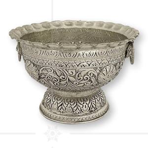 ชามแกะสลักดีไซน์โบราณชุบเงินพร้อมขาตั้งสำหรับให้เป็นของขวัญและตกแต่งบ้านสินค้ามาใหม่ - Product Image 1