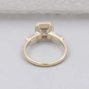 IGI Certified Engagement <b>Ring</b> with Asscher Cut Three Stone Design Bezel Set <b>Diamond</b> <b>Ring</b> - Product Image 3