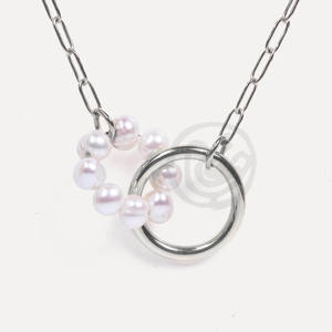 Collier pendentif moderne YFB 288 P en acier inoxydable avec perle et chaîne, bijoux fins élégants - Product Image 1