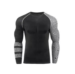 Vêtements de compression à manches longues pour hommes, avec fermeture à glissière avant, pour le surf et la salle de sport, avec protection contre les éruptions pour utilisation MMA - Product Image 1