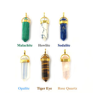 Collier pendentif œil de tigre en argent, 30x8mm, pierre précieuse crayon Double pointe, Vermeil en or, argent Sterling 925, lunette - Product Image 5