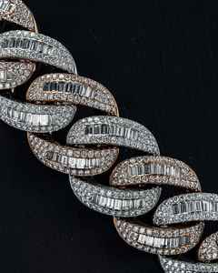 Cadena de eslabones cubanos de moissanita chapada en rodio de 14mm, regalo de boda para hombre, redondo y Baguette cortado, plata esterlina helada - Product Image 3