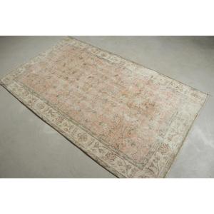 Tapis vintage 3,8x6,6 pieds, tapis turc, tapis en laine à pois roses - Product Image 2