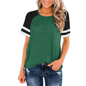 Camisetas de Verano para Mujer, Manga 3/4, Cuello en V, Talla Grande, Dobladillo Curvo, 100% Algodón, Color Negro, Estampado 3D, Personaliza con tu Propio Logotipo - Product Image 2