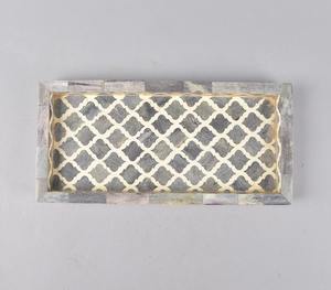 Bandeja de incrustaciones de hueso de forma Rectangular para manualidades, bandeja decorativa para el hogar para mesa de centro, patrón único, prueba de artesanía de hueso - Product Image 1