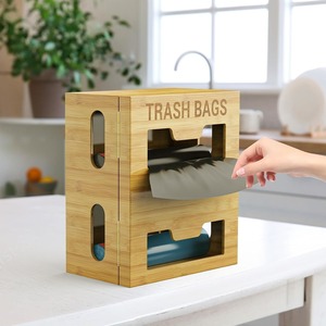 Sac poubelle en bambou 2 en 1 Boîte à mouchoirs en bambou faite à la main Écologique Décoration de maison et de table en gros du Vietnam - Product Image 4