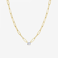 Sparkle Diamond Jewelry Collier avec pendentif solitaire rond en argent sterling 925 GRA Moissanite Plaqué or Bijoux de mariage pour femmes