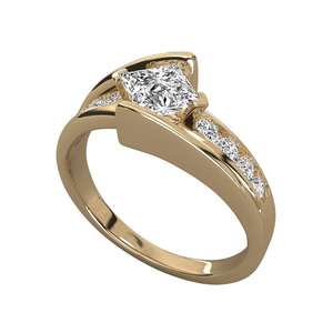 แหวนแต่งงานเพชรแท้ชุบทอง 14K ทรงเจ้าหญิง ได้รับการรับรองจาก IGI แหวนคลาสสิกสำหรับผู้หญิง - Product Image 1
