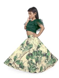 Conjunto de Falda y Blusa con Volantes Verdes de Shoryam Fashion, Boutique Infantil, Lehenga Choli Tradicional India para Niñas, Completamente Cosido - Product Image 5
