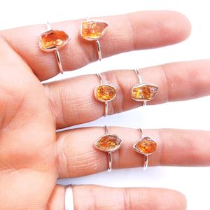 Anillo de plata de primera ley y citrino para mujer, sortija, plata esterlina 925, citrino, piedra Natural, sin cortar, hecho a mano, regalo de aniversario - Product Image 1