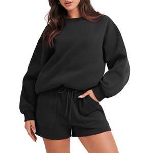 High Demand Custom <b>Women</b> Set Plus Sizes Black Shorts with Swaet-<b>Shirts</b> <b>Women</b> Set - Product Image 3