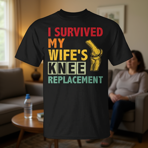 T-shirt "Sono sopravvissuto alla sostituzione del ginocchio della mia moglie" per il recupero, il supporto e la riabilitazione - Product Image 4