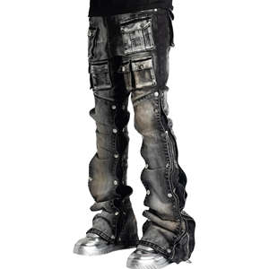 Pantalones Vaqueros Ajustados de Diseñador para Hombre, Hechos a Medida por el Fabricante, al por Mayor, de Alta Calidad, a la Moda, Negros, Estilo Motero, de Mezclilla - Product Image 1