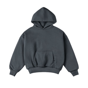 OEM High Quality Unisex <b>Hoodies</b> 100% Cotton <b>Plain</b> Heavyweight Fleece Heat Transfer Printed Oversize Winter <b>Black</b> Hooded Collar - Product Image 2
