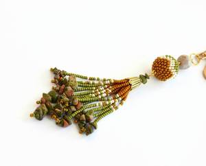 พวงกุญแจลูกปัดพู่ห้อยทำมือหินดิบเสน่ห์กระเป๋า - Product Image 4