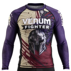 High Quality Long Sleeve Fighter <b>Compression</b> <b>Shirt</b> Rash Guard Quick Dry Workout Gym Fitness Running Venum Fighter Rash Guard - Product Image 3