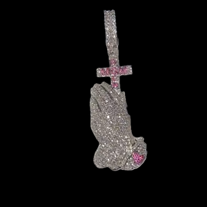 Pendentifs personnalisés en argent plaqué or blanc avec diamants certifiés IGI, symboles religieux chrétiens, bijoux fins hip-hop pour hommes et femmes - Product Image 1