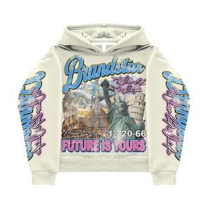 Sweat à capuche surdimensionné en coton de haute qualité Streetwear Patch de broderie personnalisé Zip up Sweats à capuche surdimensionnés pour hommes Pull Up Rhinestone Hoodie - Product Image 1