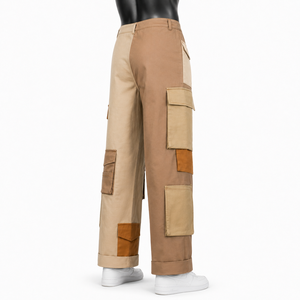 Pantalones Cargo de Patchwork Personalizados al por Mayor, Pantalones de Calle de Algodón de Alta Calidad con Pierna Ancha y Múltiples Bolsillos para Hombre - Product Image 4