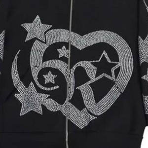 Sweats à capuche pour hommes avec fermeture éclair intégrale, nouveaux basiques de la mode, coton mélangé polyester, prix de gros, sweats à capuche avec fermeture éclair intégrale et strass à vendre - Product Image 6