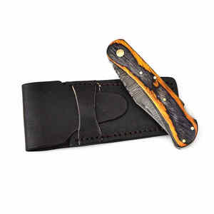 Cuchillo plegable de acero de Damasco de alta calidad con mango de madera/cuchillo de calidad premium - Product Image 6