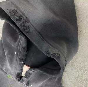 Sweat à capuche d'hiver pour femme anti-rides et respirant - Vintage, double délavage acide, effet délavé au soleil, design personnalisé sur le devant, streetwear 100% - Product Image 5