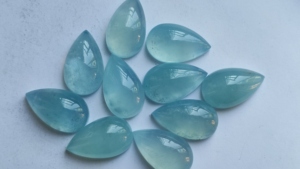 พลอยสีน้ำเงินอัญมณีรูปลูกแพร์6X4mm หินหลังแบนสำหรับเครื่องประดับหินสีฟ้าน้ำทะเล6มม. อัญมณีสีน้ำทะเลเรียบมาก - Product Image 2