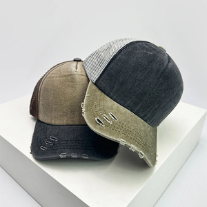 Nuevos sombreros de béisbol de estilo roto con bloque de Color Unisex, sombrilla de malla transpirable, gorras de camionero Retro, moda Simple versátil - Product Image 6