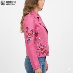 Venta al por mayor de invierno de las mujeres elegantes transpirable chaquetas de cuero personalizado con bolsillos y cremalleras - Product Image 3