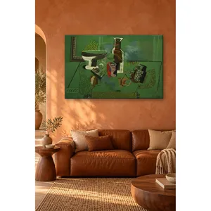 Impression sur toile de Fida Picasso, nature morte cubiste sur table verte - Product Image 1