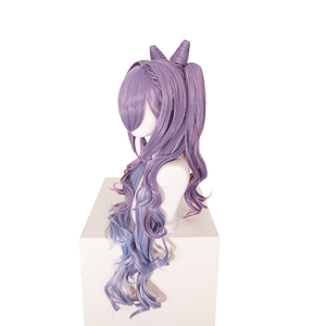 Peluca de Cosplay de Keqing de <span class=keywords><strong>Genshin</strong></span> <span class=keywords><strong>Impact</strong></span>, con Encaje Transparente y Liso, Estilo Anime - Product Image 3