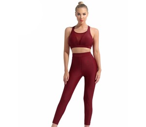 Best Selling Women's <b>Plus</b> <b>Size</b> Yoga Set Drawstring Front Solid Pattern Seamless Breathable Spandex/Polyester Quick Dry Set - Product Image 4