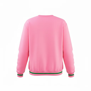 Sudadera con Cuello Redondo para Hermandad Rosa y Verde, Sudadera de Forro Polar Griego Acogedora, Estilo Invernal, Bordado 3D en la Parte Delantera - Product Image 3