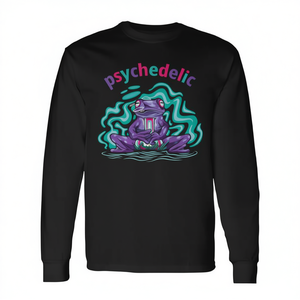 Premium <b>Psychedelic</b> Hallucinations Frog Long Sleeve <b>T</b>-<b>Shirt</b> Eye-Catching Promotional Clothing - Product Image 2