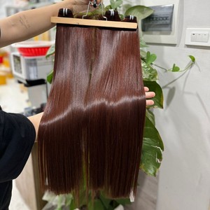 วิกผมต่อหนังแท้สำหรับทำผมมนุษย์ทำจากผมตรงสีน้ำตาลส้ม - Product Image 1