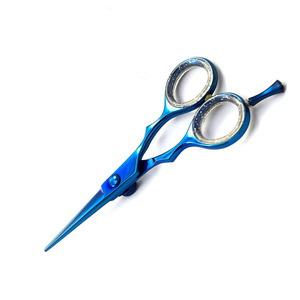 กรรไกรตัดผมขอบใบมีดไทเทเนียมสีฟ้ามีสไตล์พร้อมที่วางนิ้ว - Product Image 3